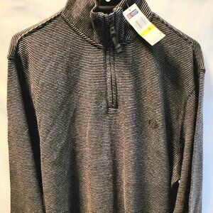 NWT Men Top Shirt Knit M,L Chaps Black grey Thin stripes13919 DISCOUNT SHIPPING!